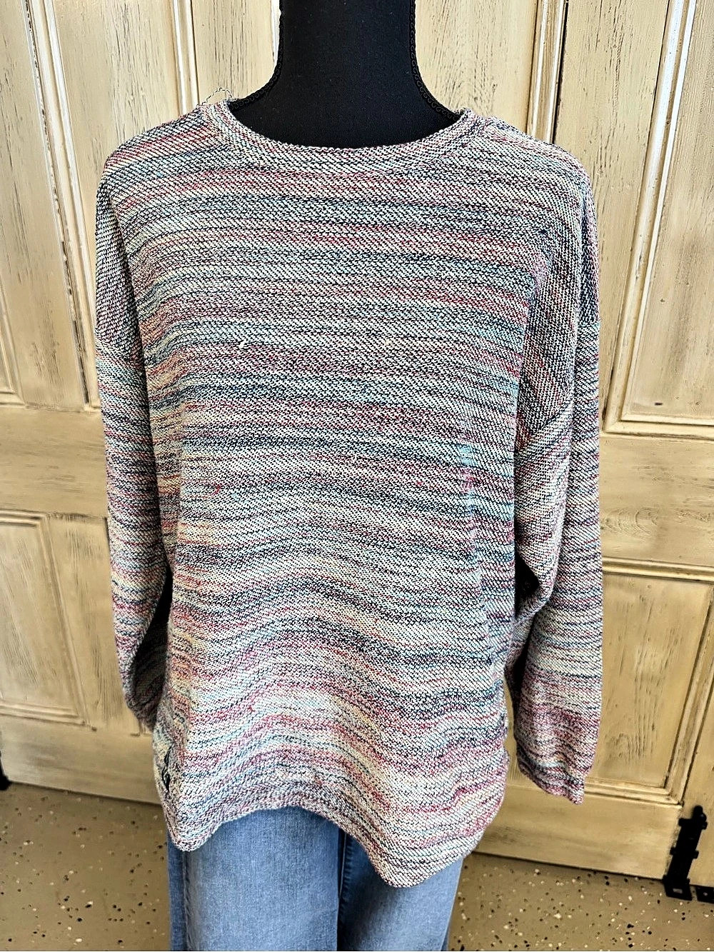 Southern Marsh Sunday Morning Sweater - Rainbow Striped Multicolor Small